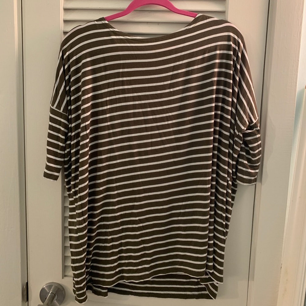 Olive and White Striped Top